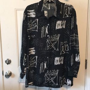 Women’s sheer black and white blouse